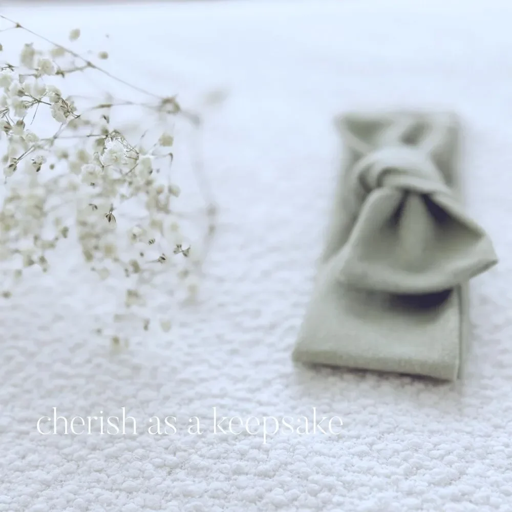Organic Cotton Bow For Baby | Sustainable Headband | Earthy Sage | Minimalist